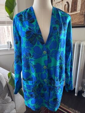 Vintage 100% silk Floral Blazer Jacket